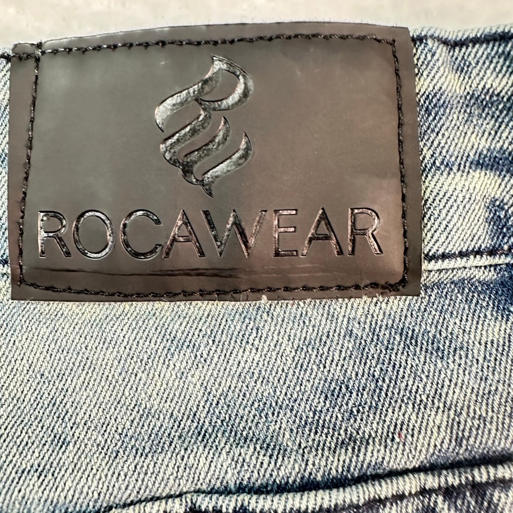 Rocawear Skinny‎ Jeans Mens 34x32 Blue Acid Wash Stretch Denim Streetwear - Picture 15 of 16
